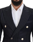 Dolce & Gabbana Navy Blue Double Breasted Slim Fit Blazer