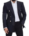 Dolce & Gabbana Navy Blue Double Breasted Slim Fit Blazer