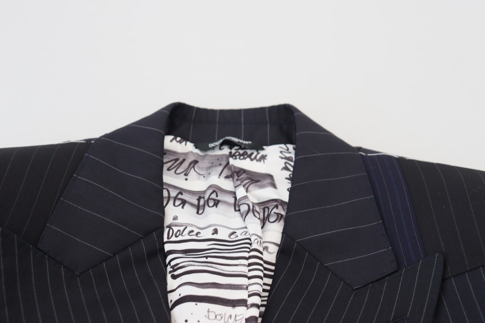 Dolce &amp; Gabbana Elegant Navy Double Breasted Wool Blazer