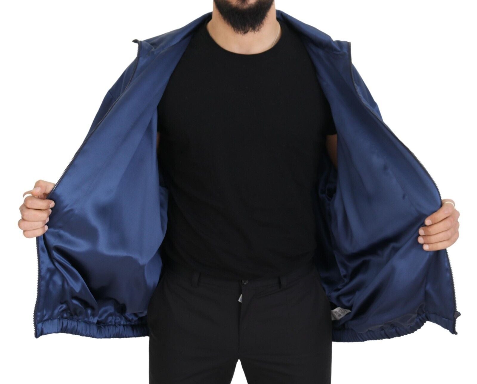 Dolce &amp; Gabbana Regal Blue Silk Bomber Jacket