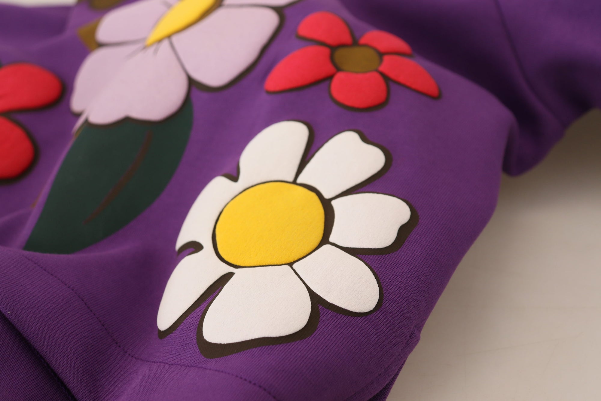 Dolce &amp; Gabbana Elegant Purple Floral Pullover Sweater