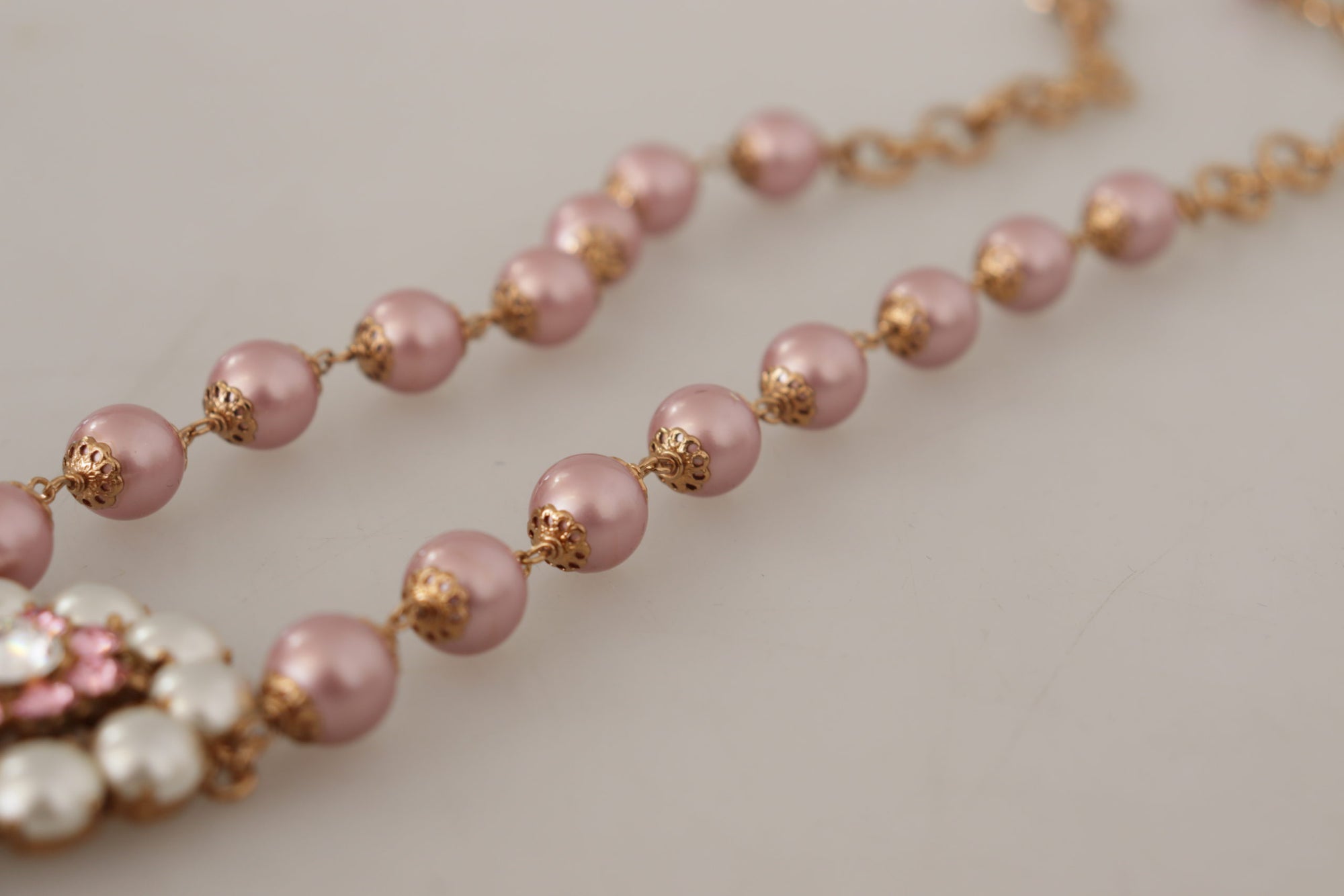 Dolce &amp; Gabbana Elegant Gold Crystal Floral Statement Necklace
