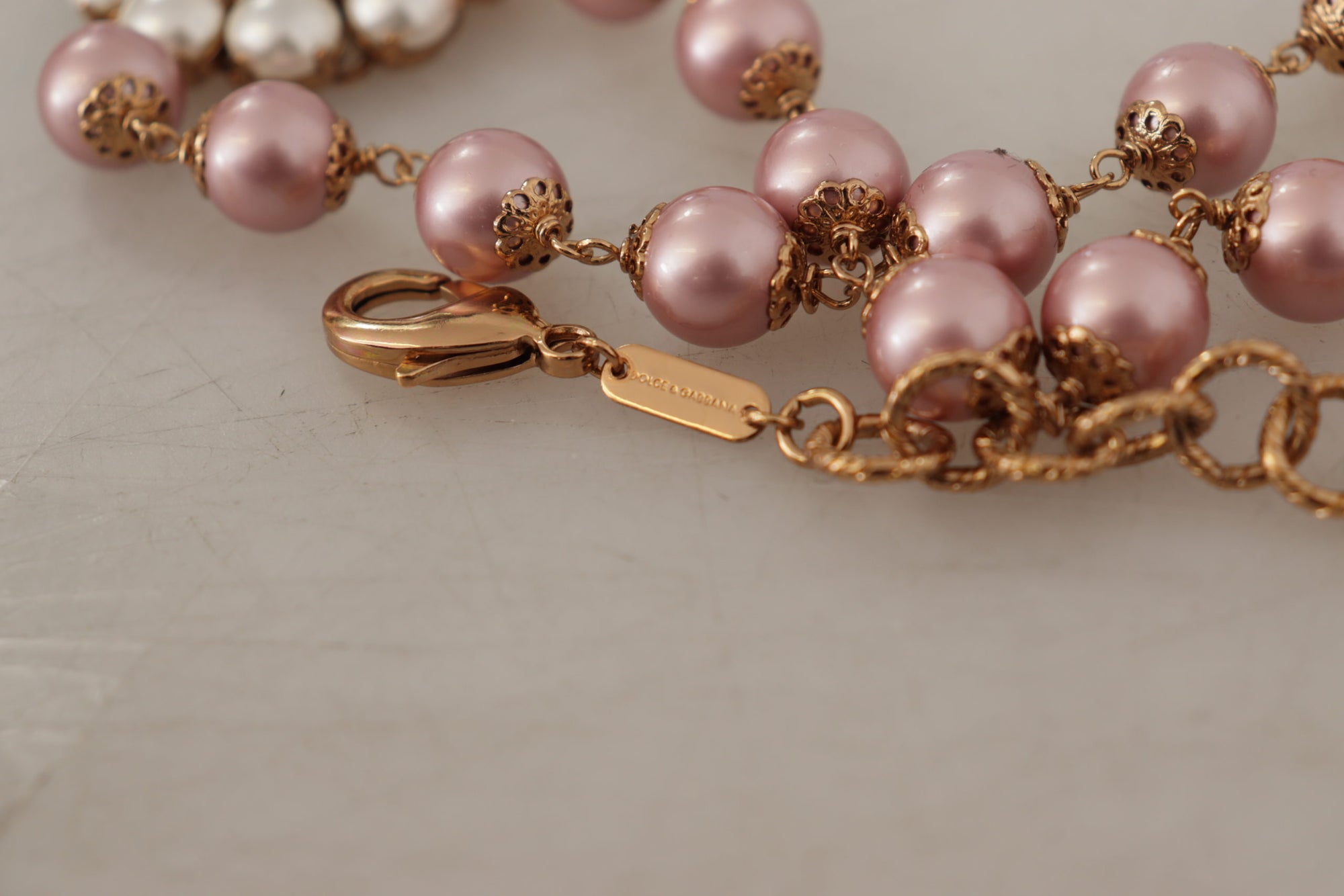 Dolce &amp; Gabbana Elegant Gold Crystal Floral Statement Necklace