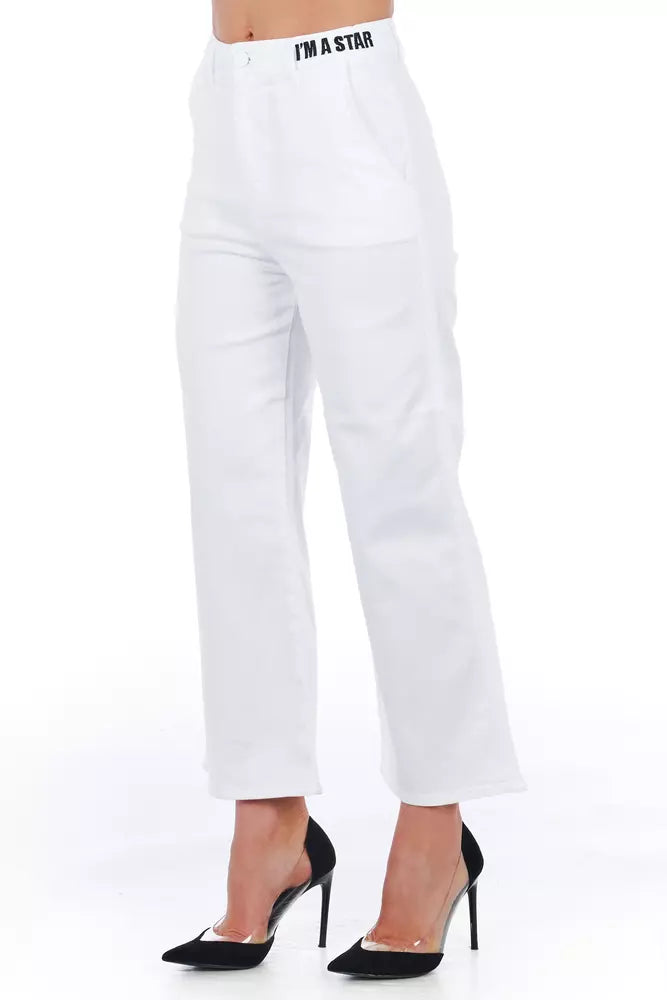 Frankie Morello White Cotton Women&#39;s Cropped Trouser