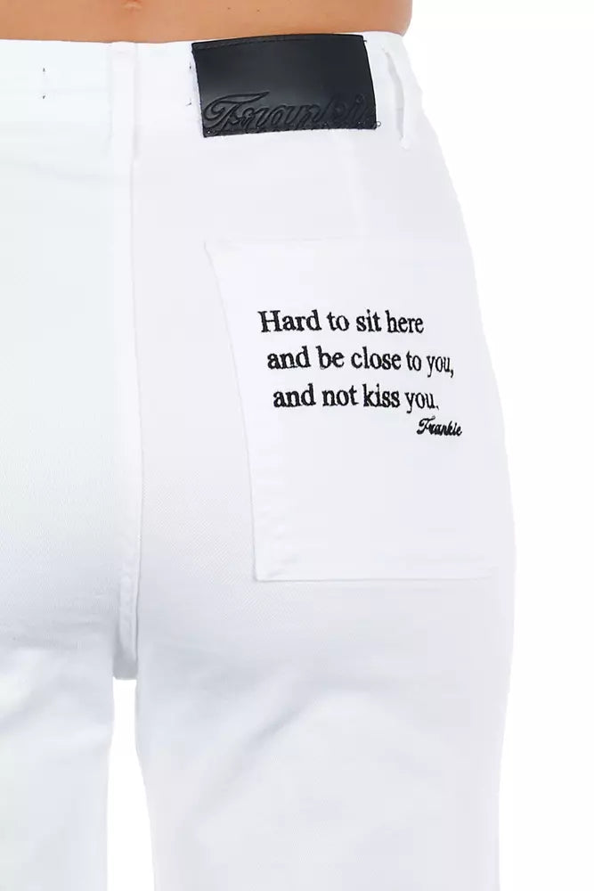 Frankie Morello White Cotton Women&#39;s Cropped Trouser