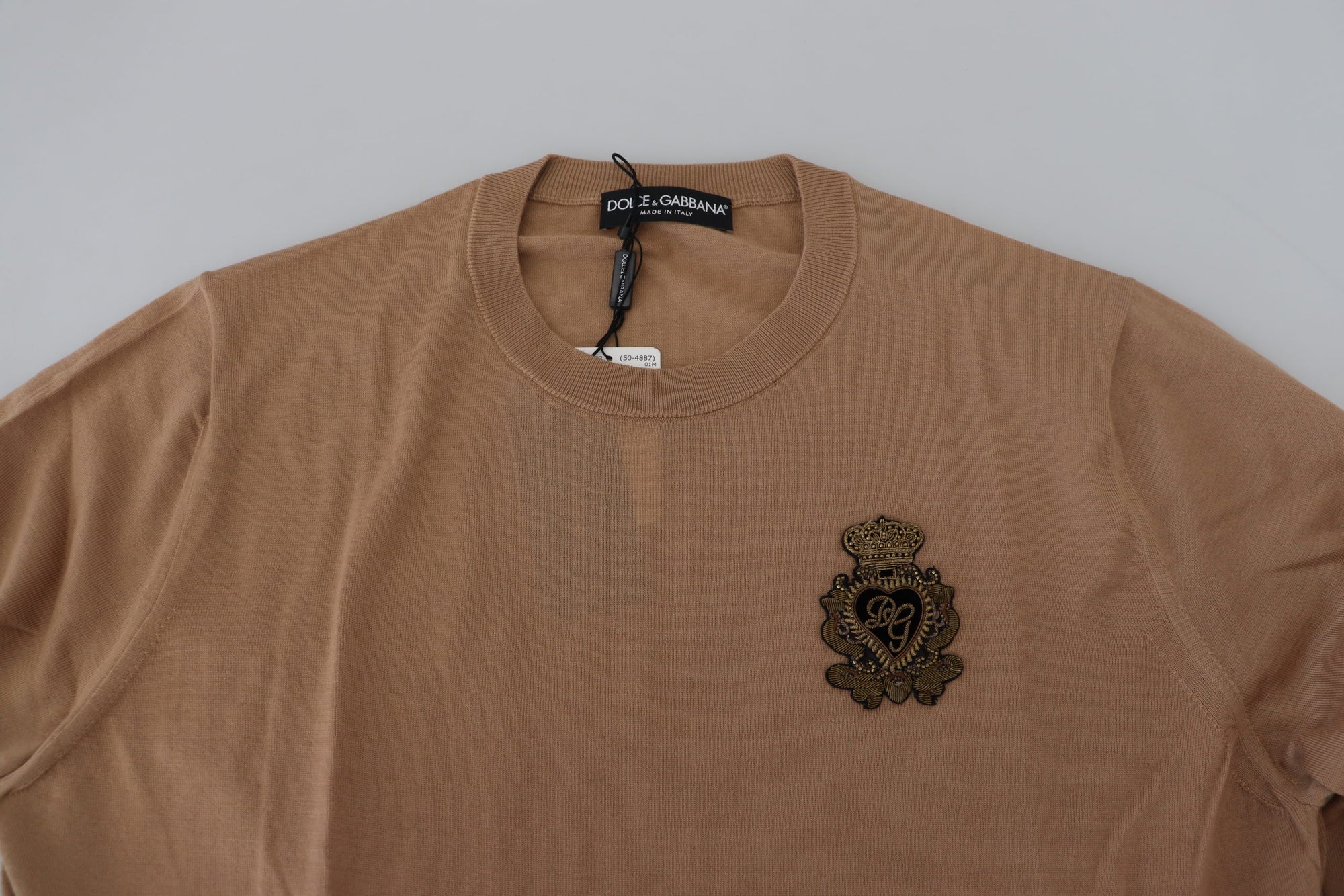 Dolce &amp; Gabbana Beige Cashmere Crewneck Pullover Sweater