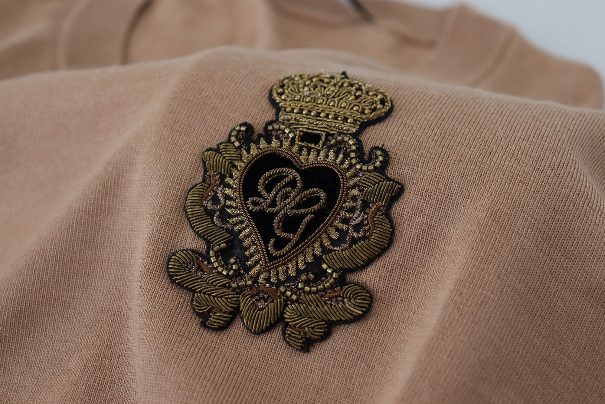 Dolce &amp; Gabbana Beige Cashmere Crewneck Pullover Sweater