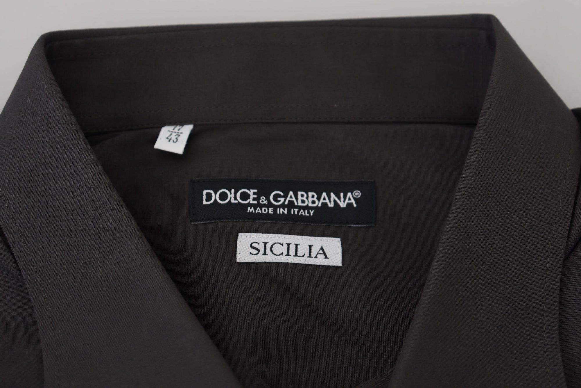 Dolce &amp; Gabbana Elegant Gray Sicilia Slim Fit Dress Shirt