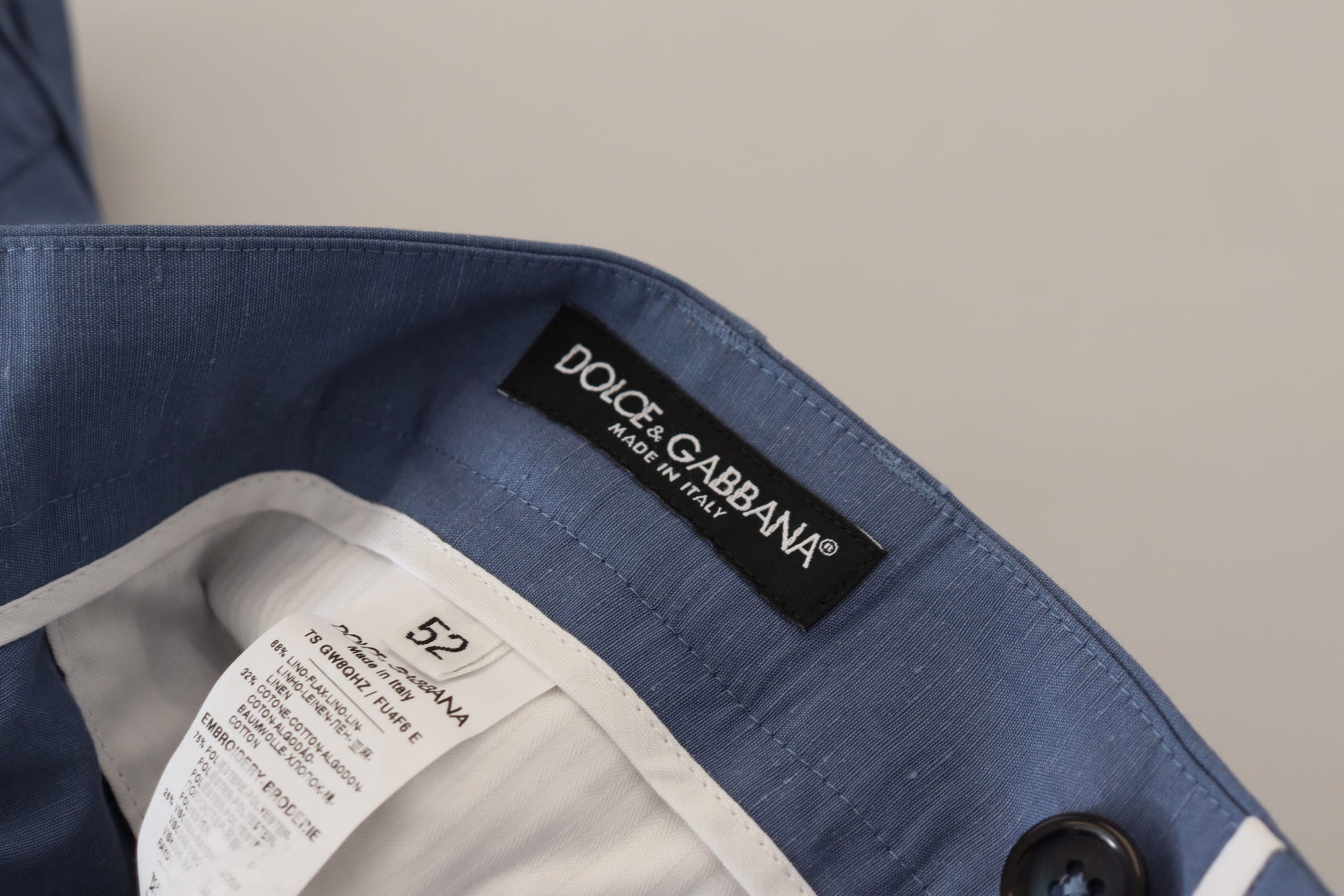 Dolce &amp; Gabbana Elegant Blue Linen-Cotton Blend Trousers