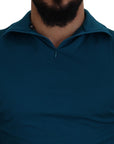 Dolce & Gabbana Elegant Blue Cotton Pullover Sweater
