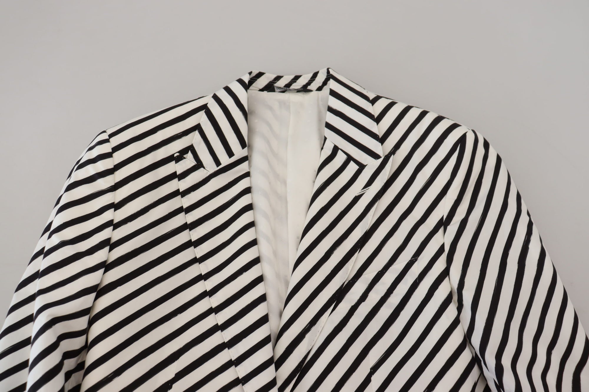 Dolce &amp; Gabbana Elegant White Striped Single Breasted Blazer