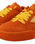 Dolce & Gabbana Chic Orange Suede Lace-Up Sneakers