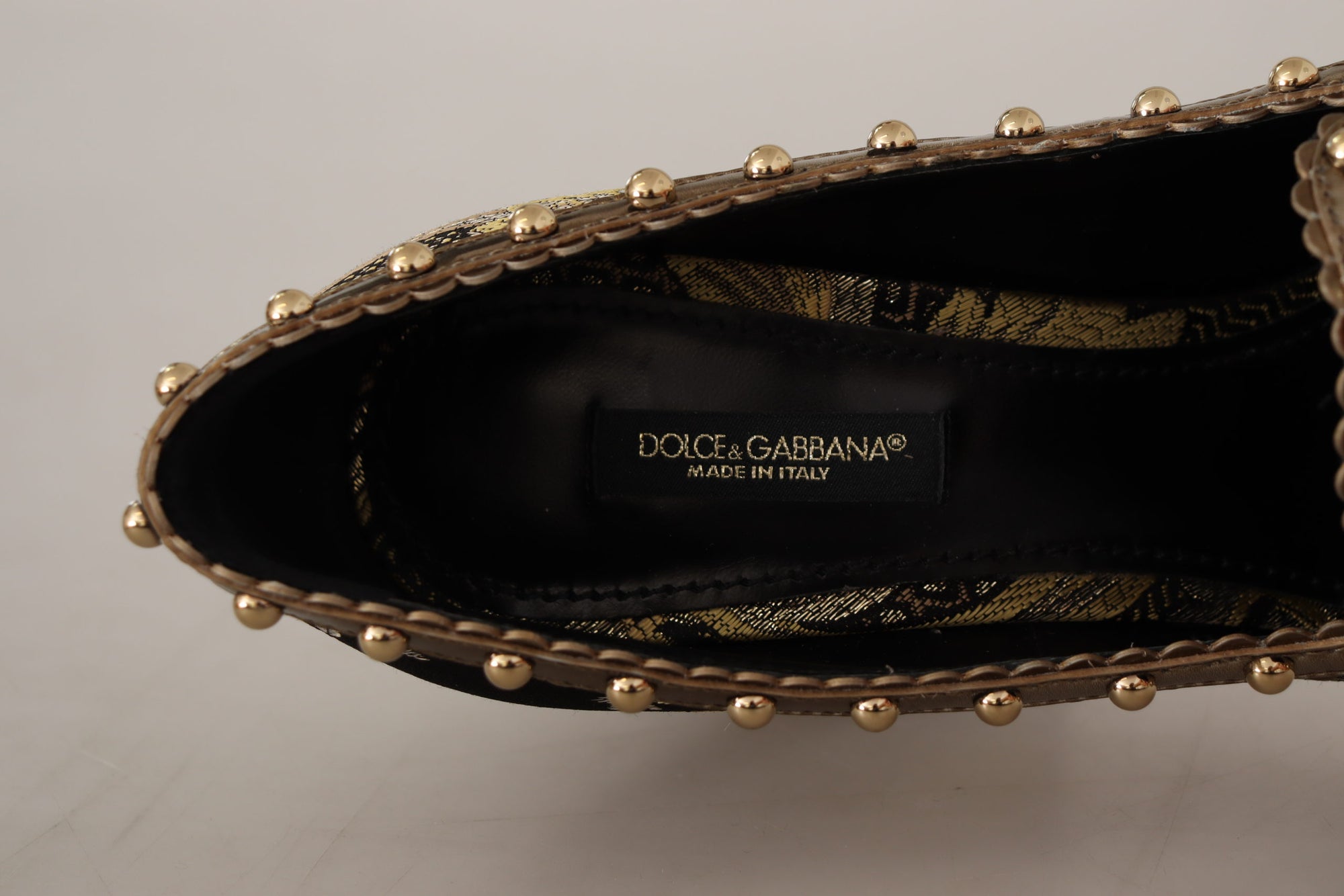 Dolce &amp; Gabbana Elegant Gold Jacquard Brocade Pumps