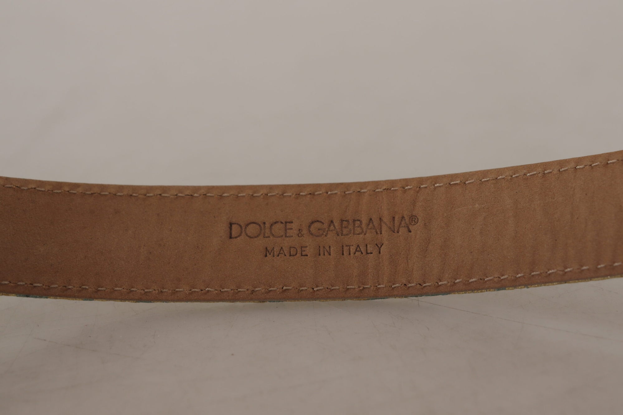 Dolce &amp; Gabbana Elegant Light Blue Leather Belt with Gold Buckle