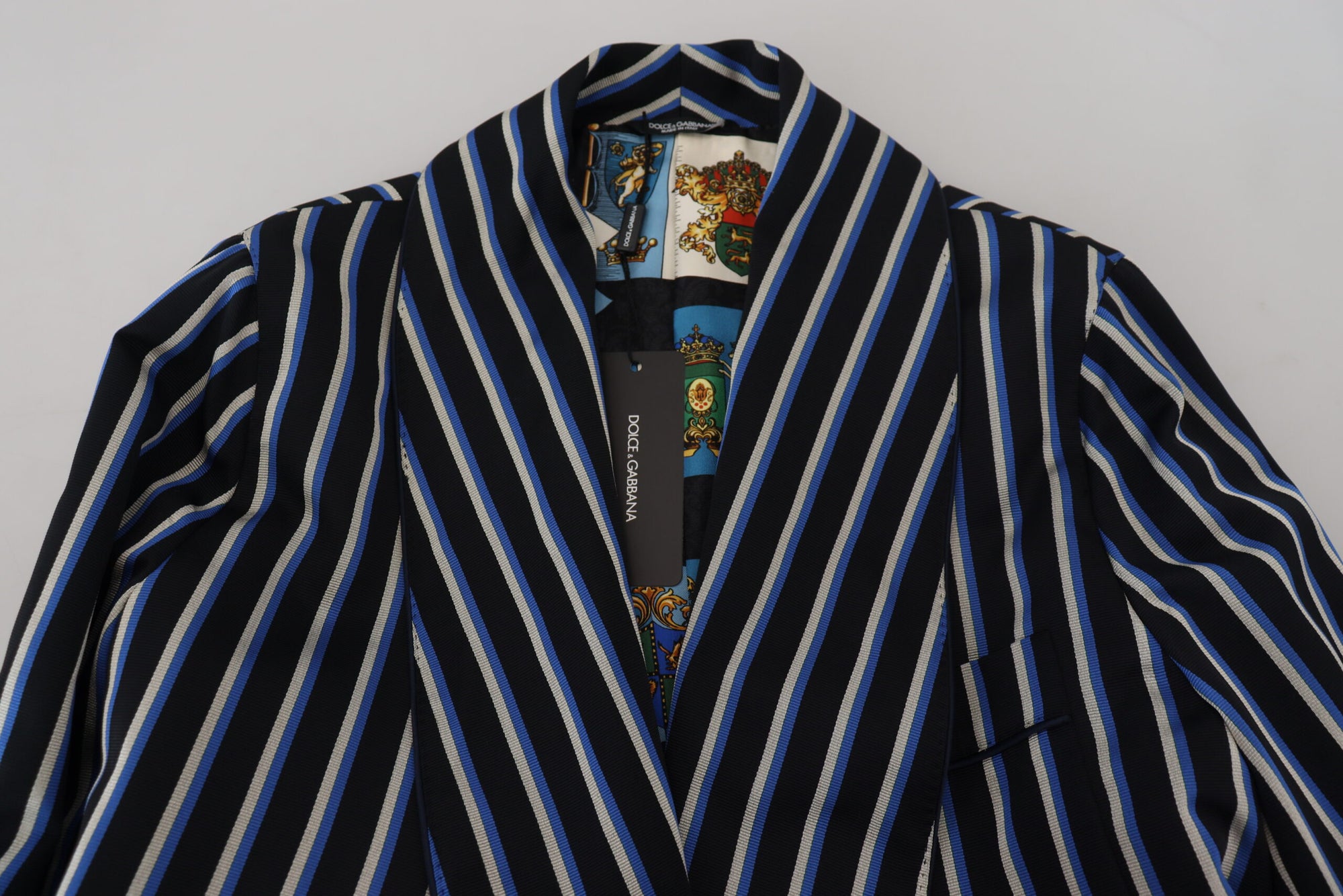 Dolce &amp; Gabbana Elegant Striped Silk Blend Robe