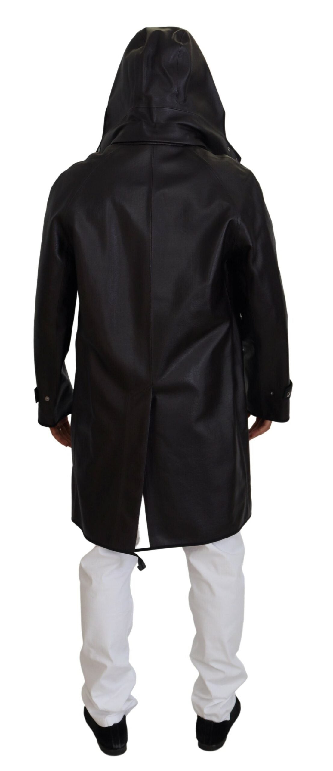 Dolce &amp; Gabbana Elegant Hooded Parka Coat in Black and Bordeaux
