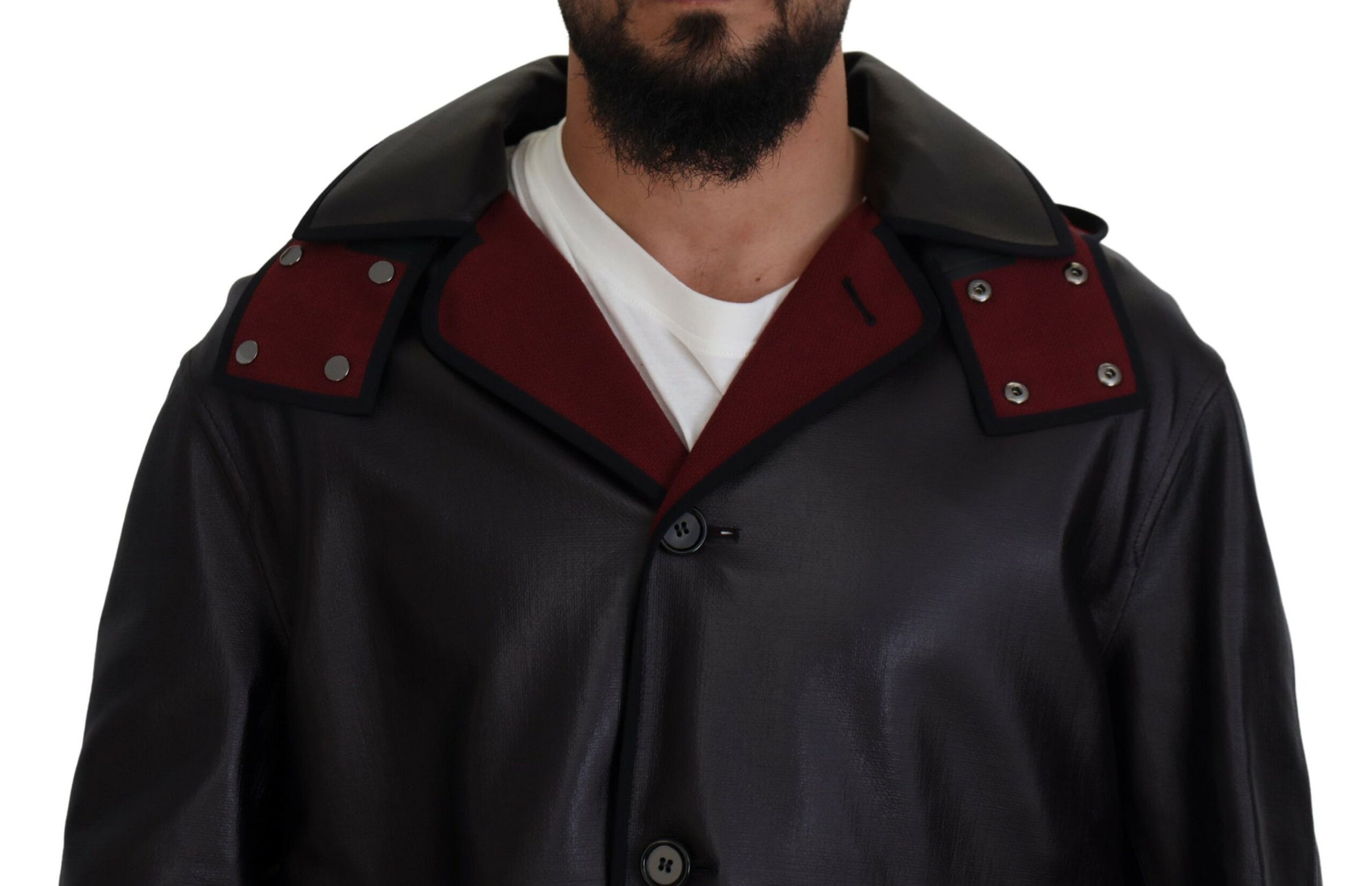 Dolce &amp; Gabbana Elegant Hooded Parka Coat in Black and Bordeaux