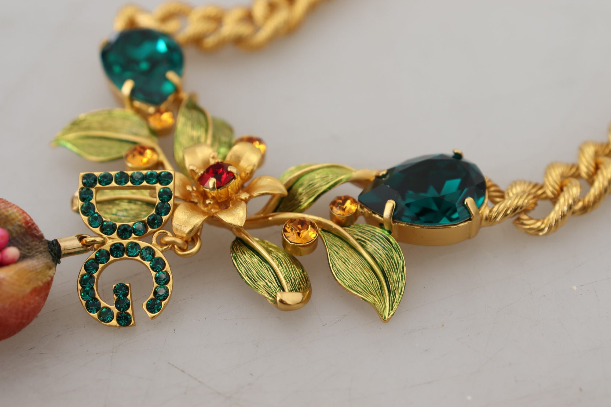 Dolce &amp; Gabbana Elegant Gold-Tone Floral Fruit Necklace