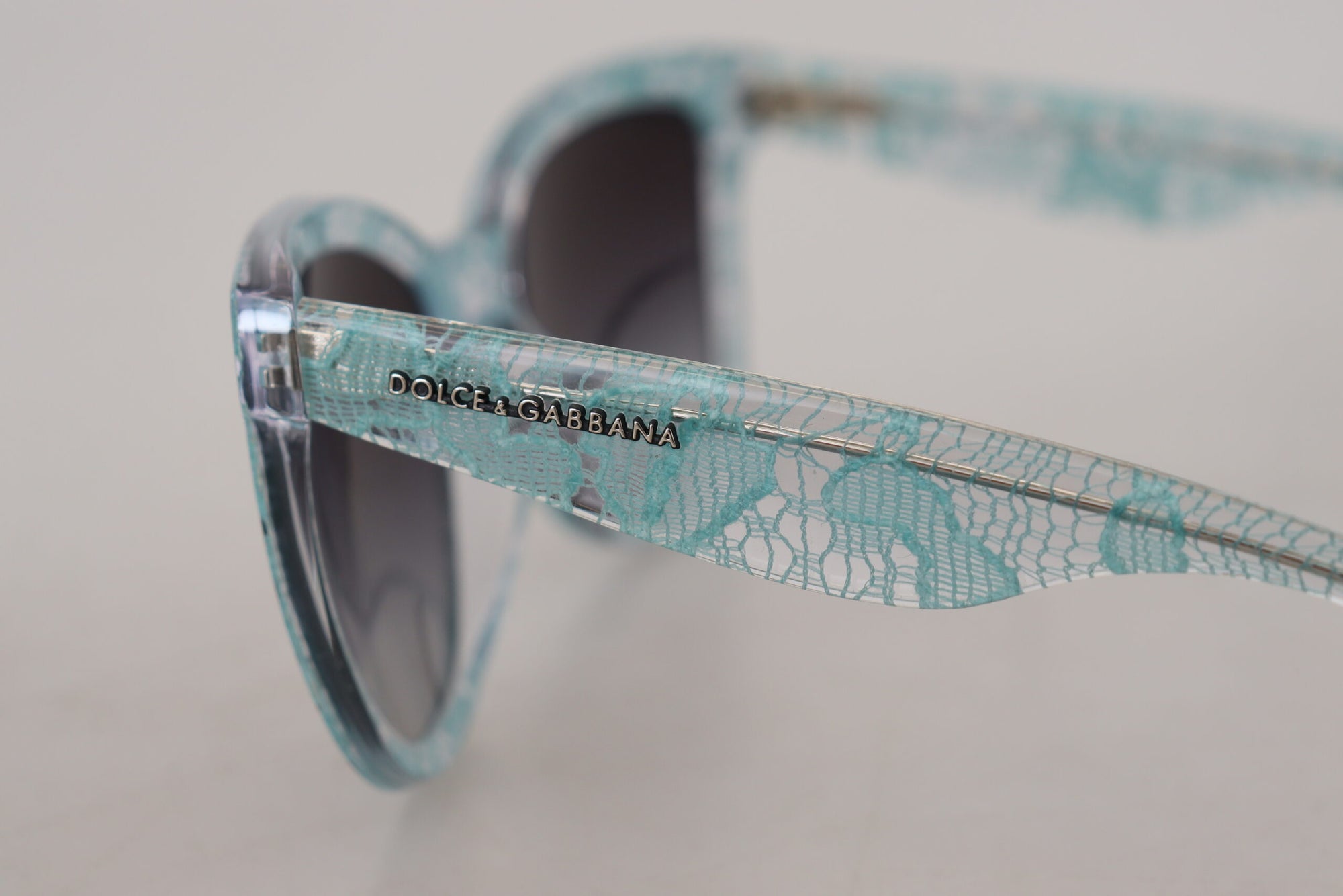 Dolce &amp; Gabbana Elegant Blue Lace Detail Sunglasses