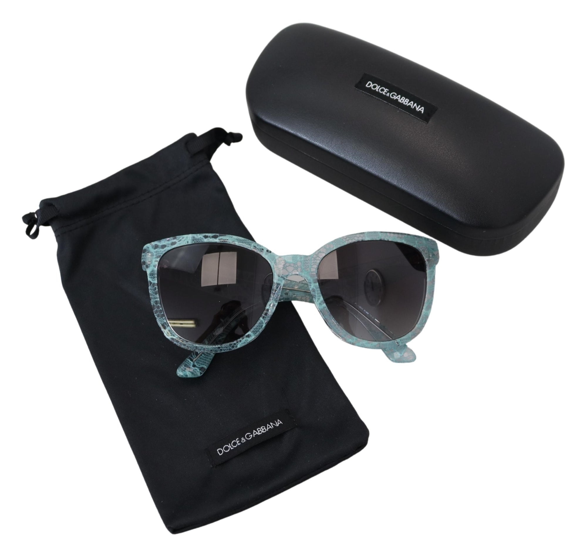Dolce &amp; Gabbana Elegant Blue Lace Detail Sunglasses