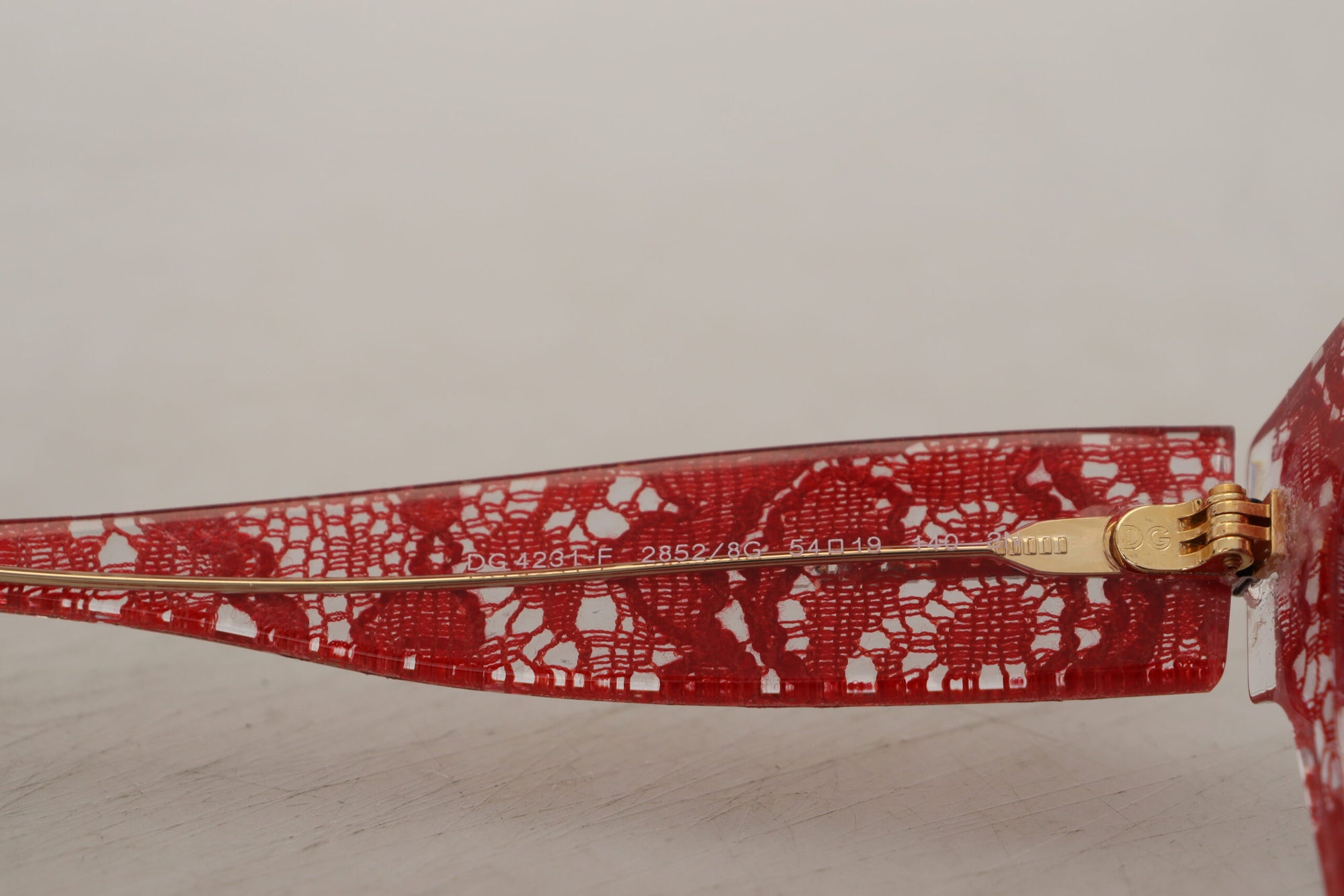 Dolce &amp; Gabbana Elegant Red Lace Detail Sunglasses