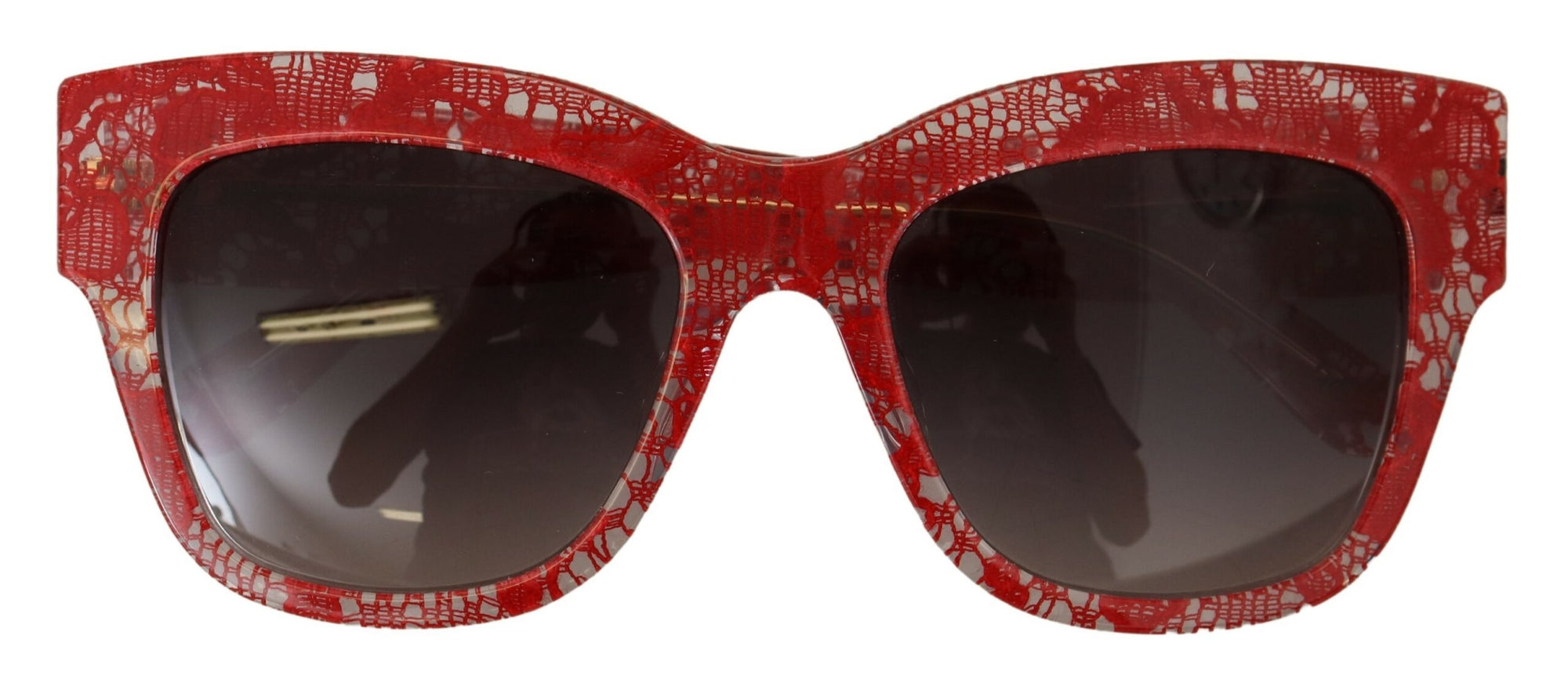 Dolce &amp; Gabbana Elegant Red Lace Detail Sunglasses