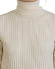 Dolce & Gabbana Ivory Turtleneck Wool Blend Sweater