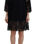 Dolce & Gabbana Elegant Black Floral Lace Shift Dress