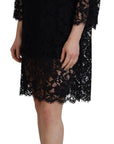 Dolce & Gabbana Elegant Black Floral Lace Shift Dress