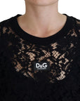 Dolce & Gabbana Elegant Black Floral Lace Shift Dress