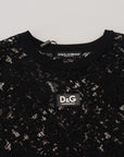 Dolce & Gabbana Elegant Black Floral Lace Shift Dress