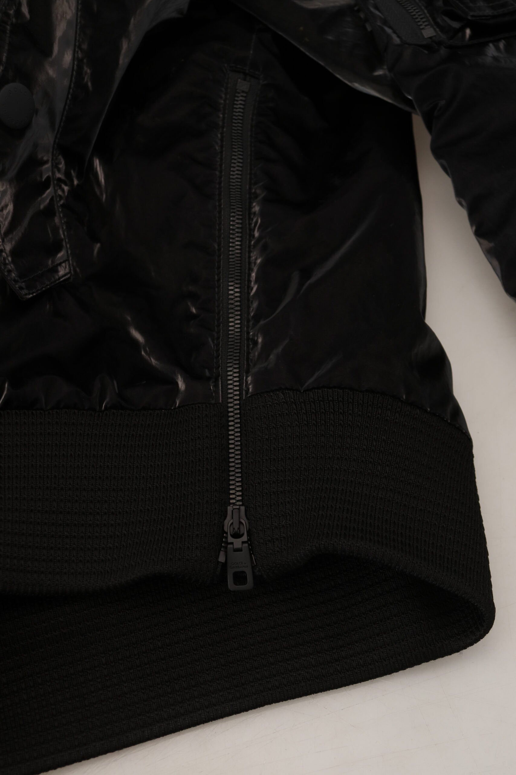 Dolce &amp; Gabbana Elegant Black Bomber Hooded Jacket