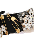 Dolce & Gabbana Elegant Black Crystal Headband Diadem
