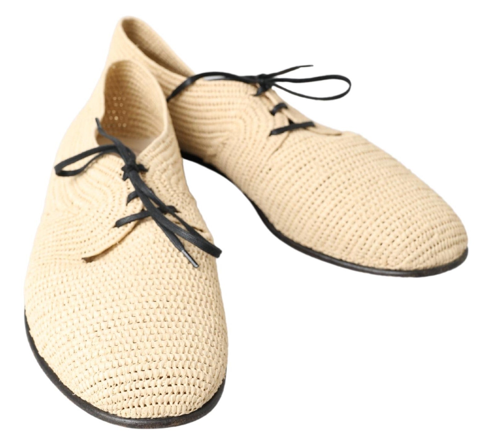 Dolce &amp; Gabbana Chic Beige Derby Lace-Up Casual Men&#39;s Shoes