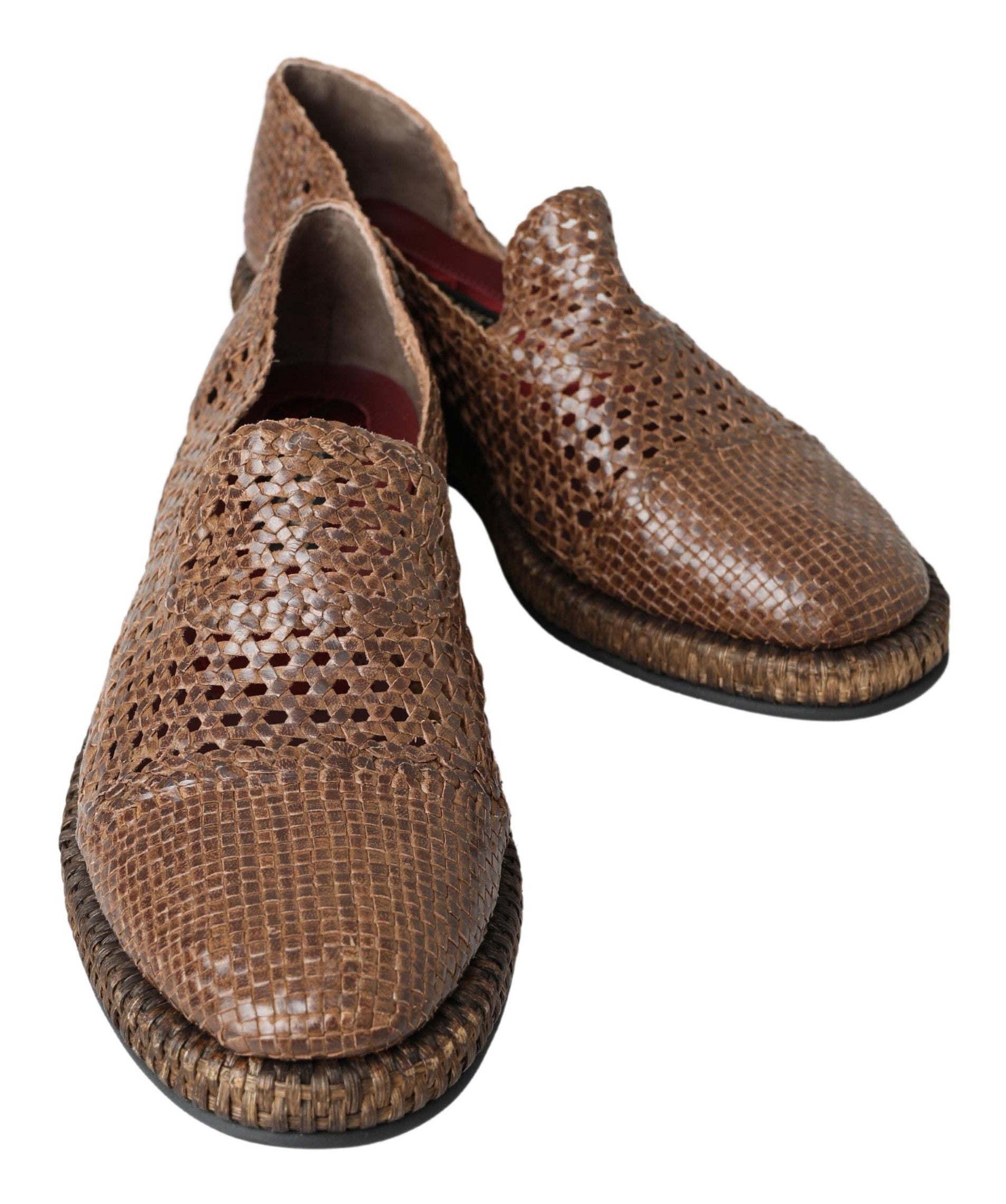 Dolce &amp; Gabbana Elegant Leather Slipper Loafers in Brown