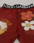 Dolce & Gabbana Floral Red High Waist Leggings