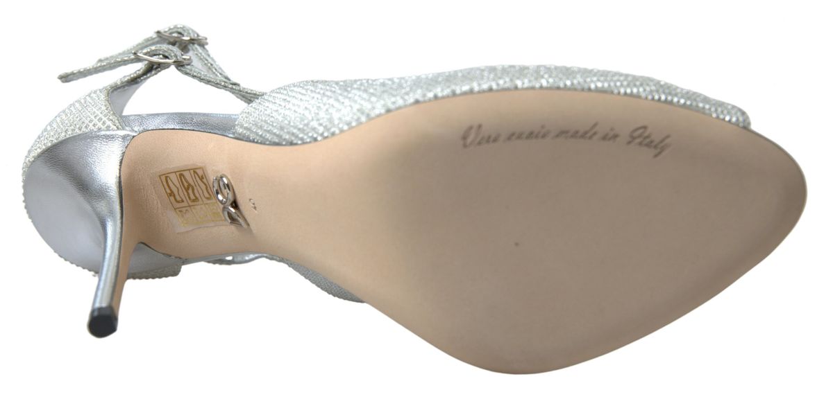 Dolce &amp; Gabbana Elegant Shimmering Silver High-Heeled Sandals