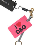 Dolce & Gabbana Chic Pink Leather-Trimmed Keychain