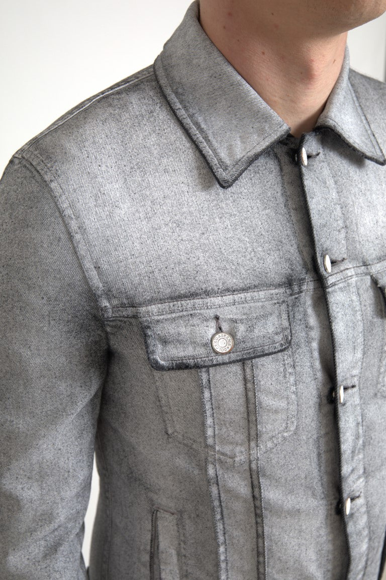 Dolce &amp; Gabbana Elegant Gray Cotton Stretch Denim Jacket
