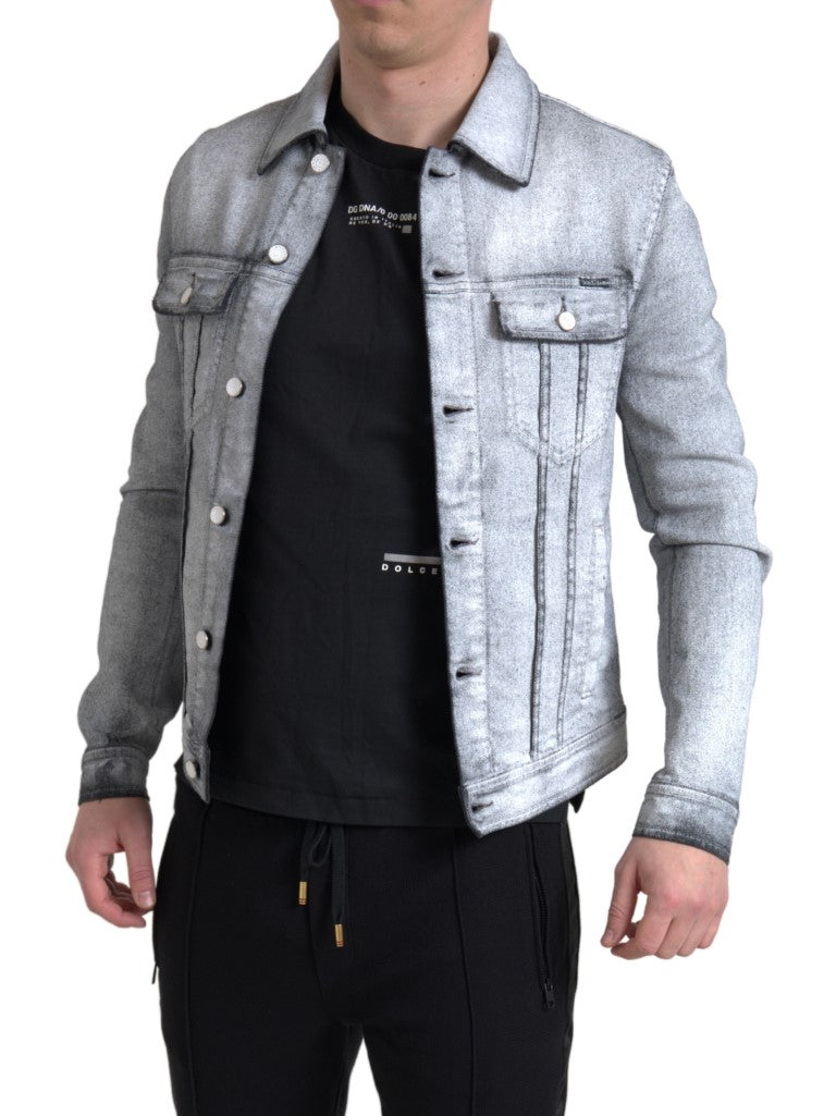 Dolce &amp; Gabbana Elegant Gray Cotton Stretch Denim Jacket