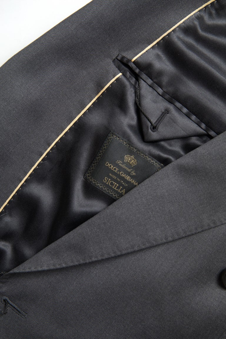 Dolce &amp; Gabbana Sleek Grey Slim Fit Double Breasted Suit