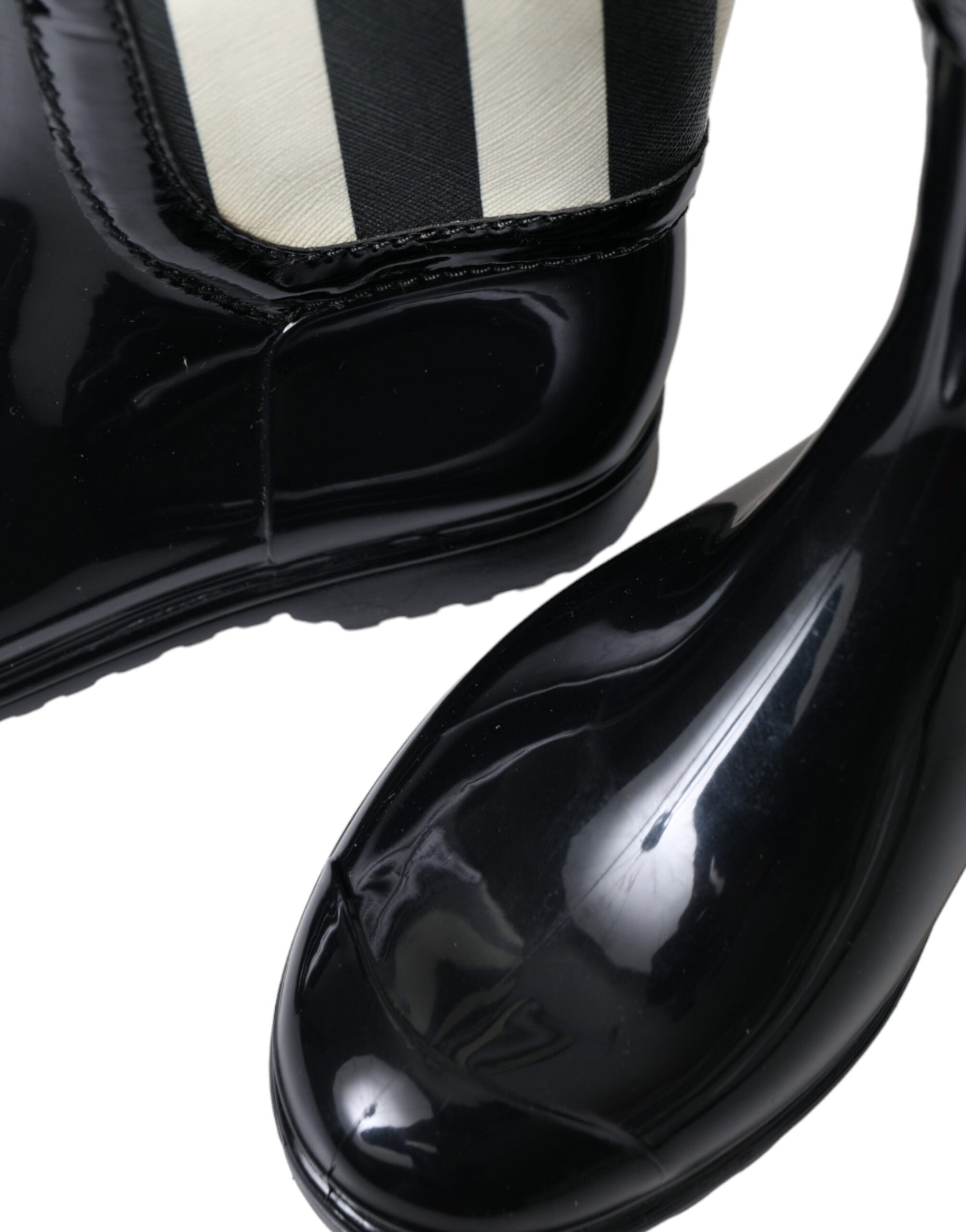 Dolce &amp; Gabbana Black and White Striped Knee High Boots