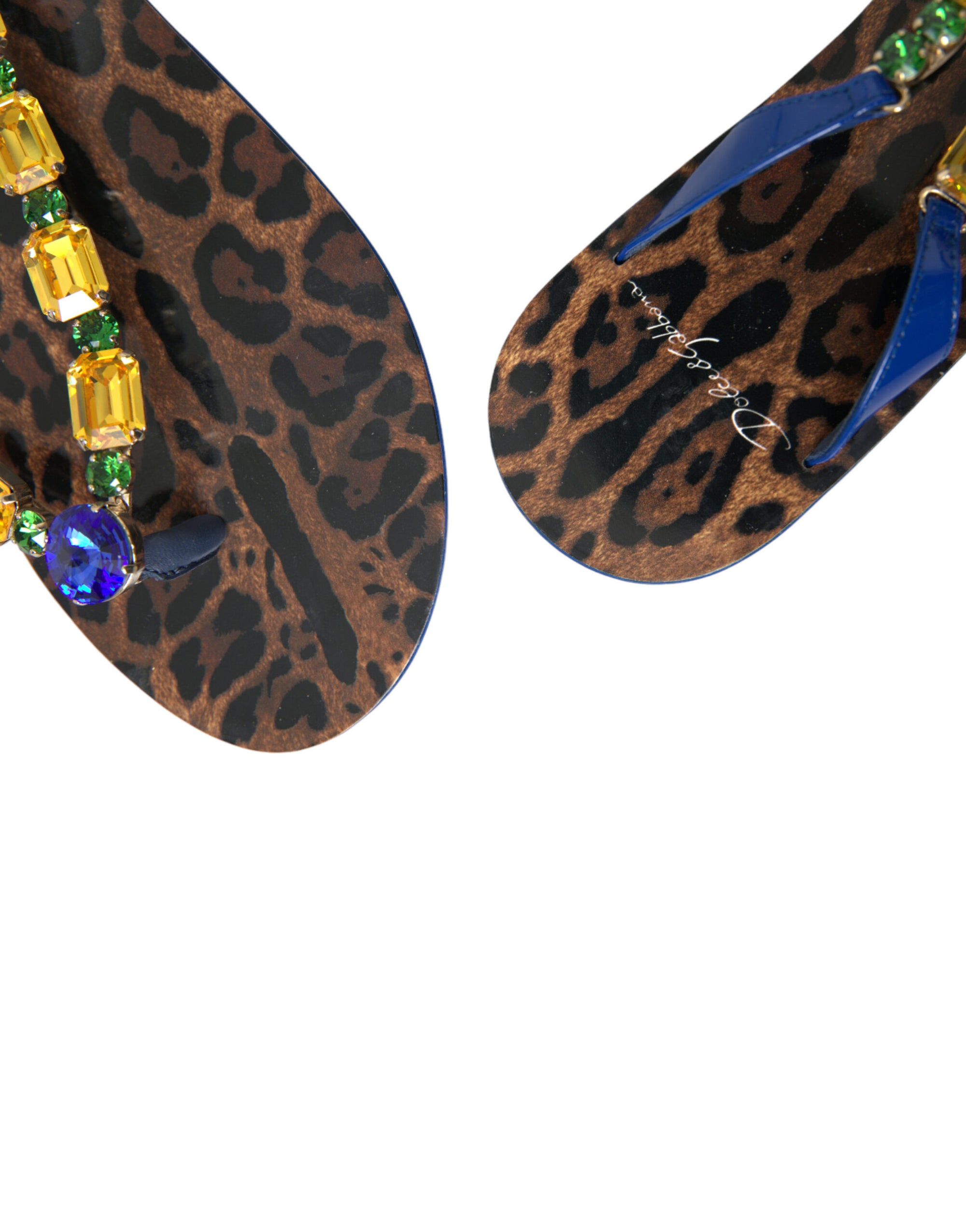Dolce &amp; Gabbana Elegant Blue Leather Flat Sandals