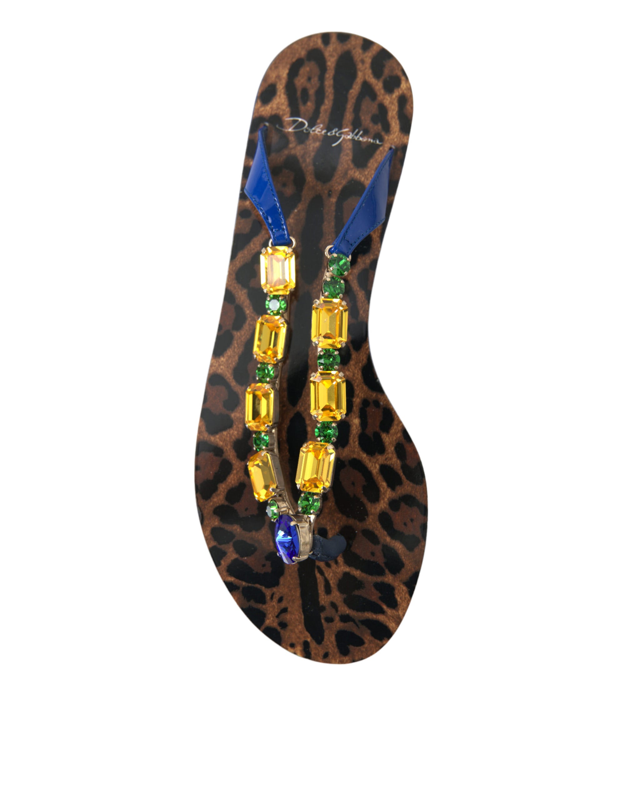Dolce &amp; Gabbana Elegant Blue Leather Flat Sandals