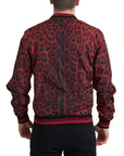 Dolce & Gabbana Red Leopard Print Bomber Jacket