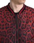 Dolce & Gabbana Red Leopard Print Bomber Jacket
