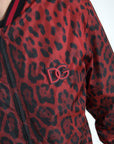 Dolce & Gabbana Red Leopard Print Bomber Jacket