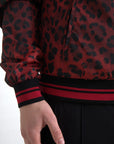 Dolce & Gabbana Red Leopard Print Bomber Jacket