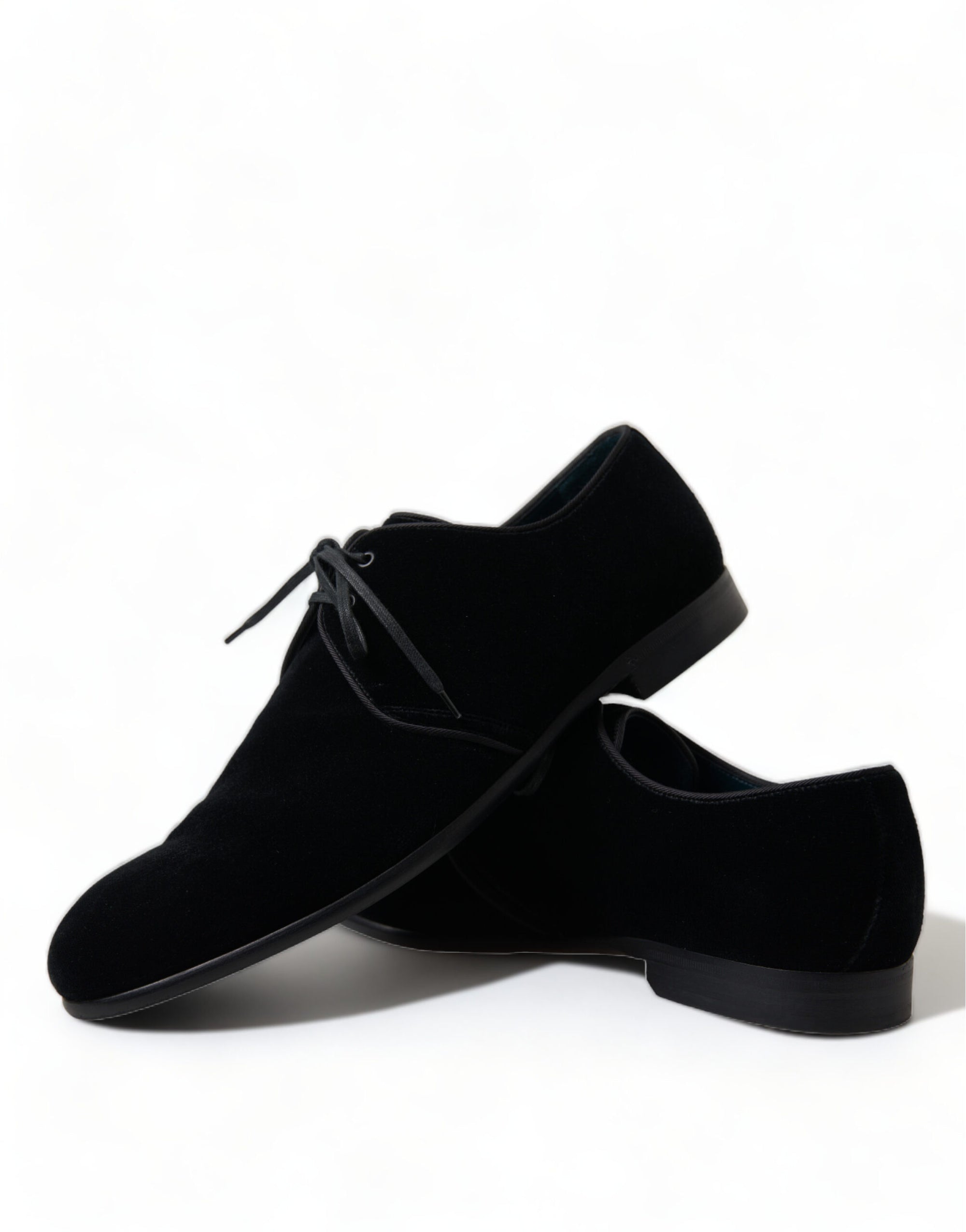 Dolce &amp; Gabbana Elegant Black Velvet Derby Dress Shoes