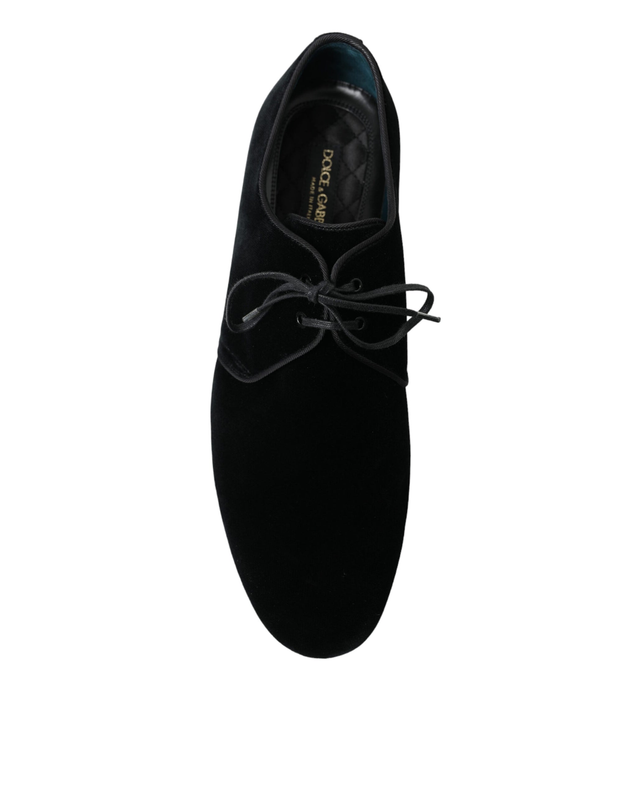 Dolce &amp; Gabbana Elegant Black Velvet Derby Dress Shoes